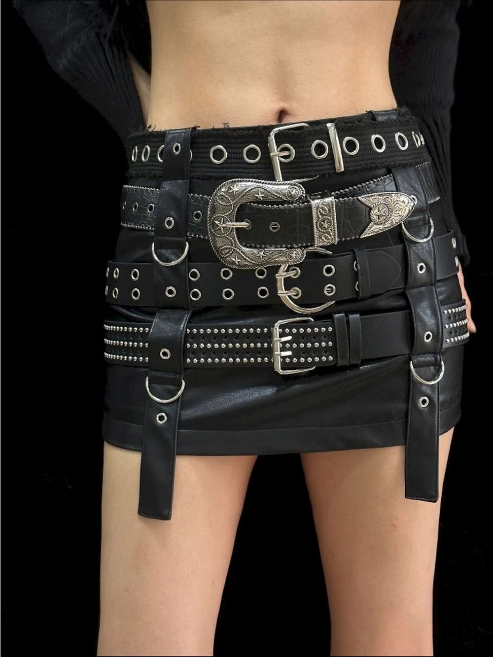 Sculture Tokyo Punk studded hip slim leather skirt - Picture 1 of 7